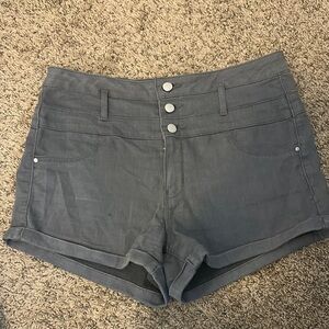 Refuge Gray High Waist Shorts with Cuffed Hem